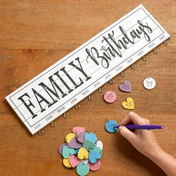 Wood Family Birthday Reminder Calendar Plaque Sign "MAKES A GREAT GIFT" - Picture 3 of 3